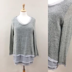 Easel Grey Tiered Rustic Sweater Tunic NWOT